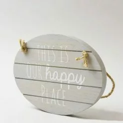 Dunelm Grey Happy Place Hanging Plaque -Cheap clocks Store 1000107362 alt03