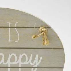 Dunelm Grey Happy Place Hanging Plaque -Cheap clocks Store 1000107362 alt04