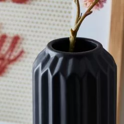 Dunelm Fluted Vase 25cm Black -Cheap clocks Store 1000182375 alt01