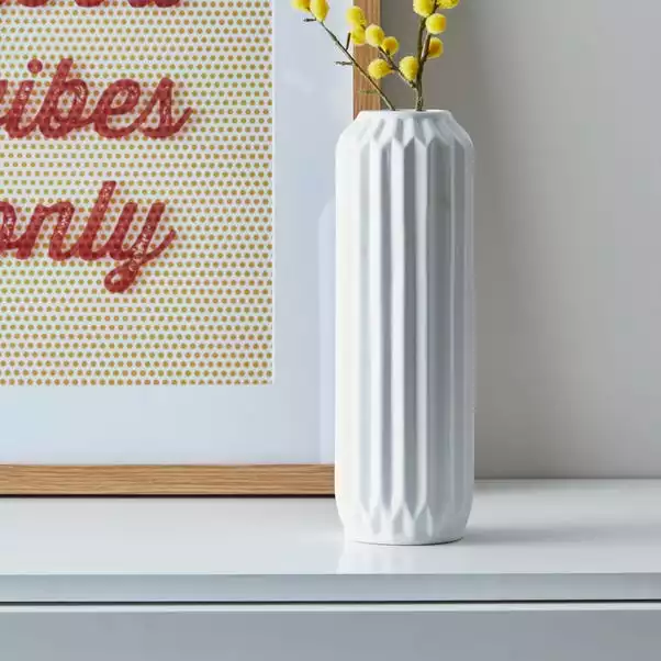 Dunelm Fluted Vase 25cm White 3 Dunelm Fluted Vase 25cm White