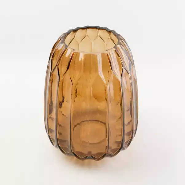 Dunelm Ridged Glass Amber Vase 20cm 3 Dunelm Ridged Glass Amber Vase 20cm