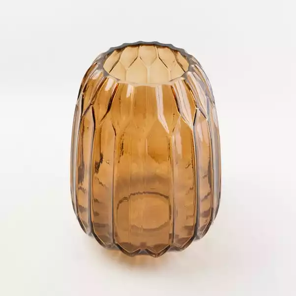 Dunelm Ridged Glass Amber Vase 20cm 4 Dunelm Ridged Glass Amber Vase 20cm - Image 2