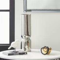 Dunelm Ceramic Curves Vase Silver 35cm