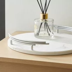 Dunelm Faux Marble Silver Circular Tray -Cheap clocks Store 30752241 alt01