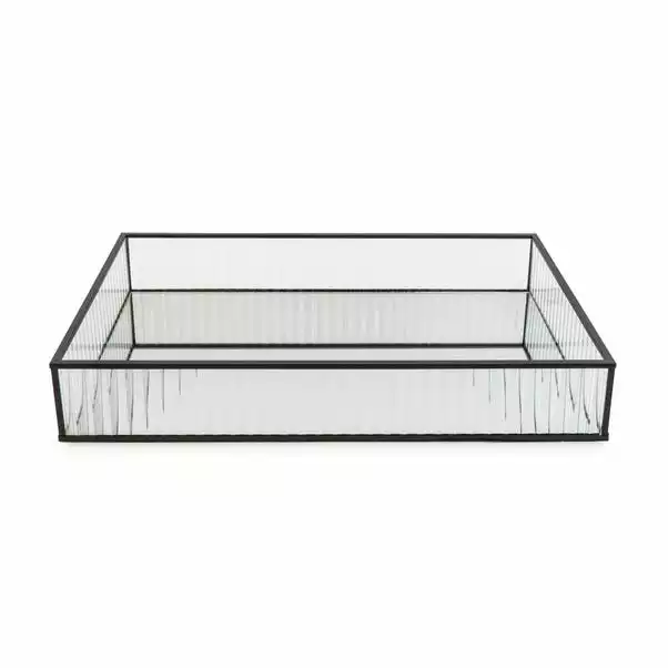 Dunelm Ribbed Glass Tray Black 39cm 8 Dunelm Ribbed Glass Tray Black 39cm - Image 6