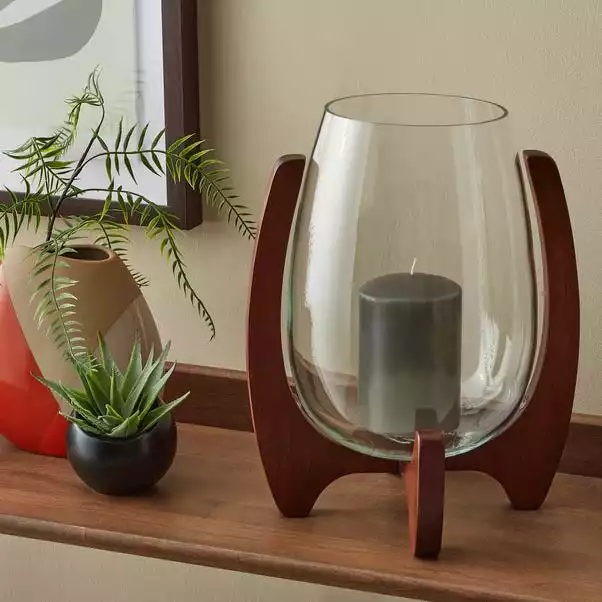 Elements Sculpted Walnut Lantern 30cm 3 Elements Sculpted Walnut Lantern 30cm