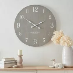 Churchgate Distressed Wooden 80cm Clock Grey