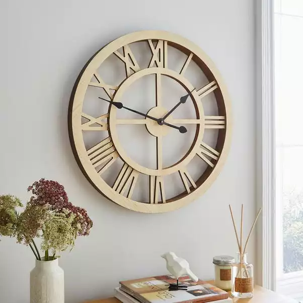 Dunelm Wood Effect Skeleton Clock 60cm 3 Dunelm Wood Effect Skeleton Clock 60cm