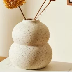 Dunelm Speckled Bud Vase 11cm White Sand -Cheap clocks Store 30796618 alt01