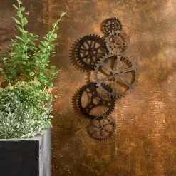 Dunelm Indoor Outdoor Listera Cogs Wall Art 100cm