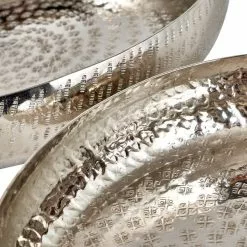 Pacific Lifestyle Set Of 2 Silver Hammered Metal Bowls -Cheap clocks Store 30803445 alt03