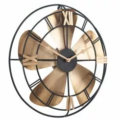 Pacific Lifestyle Antique Brass & Black Fan Design Wall Clock 46cm -Cheap clocks Store 30803492 alt02