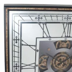 Pacific Lifestyle Antique Gold Wood & Mirror Square Working Cog Wall Clock 60cm -Cheap clocks Store 30803497 alt02