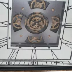 Pacific Lifestyle Antique Gold Wood & Mirror Square Working Cog Wall Clock 60cm -Cheap clocks Store 30803497 alt03