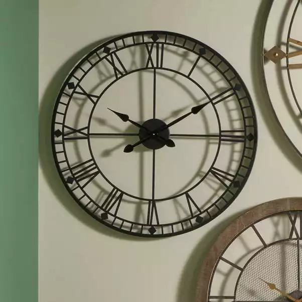 Pacific Lifestyle Black Metal Skeleton Wall Clock 80cm 3 Pacific Lifestyle Black Metal Skeleton Wall Clock 80cm