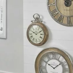 Pacific Lifestyle Nickel & Mango Wood Stopwatch Wall Clock