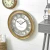 Pacific Lifestyle Polished Nickel & Mango Wood Round Wall Clock 58cm -Cheap clocks Store 30804318